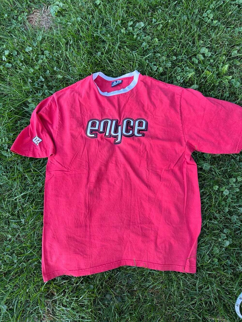 Vintage 90s Enyce Red Graphic Tee Shirt XL Ringer Streetwear